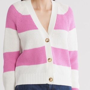 DESIGN 365 VARSITY STRIPE CARDIGAN TOP SIZE M MSRP $128.00 NWT